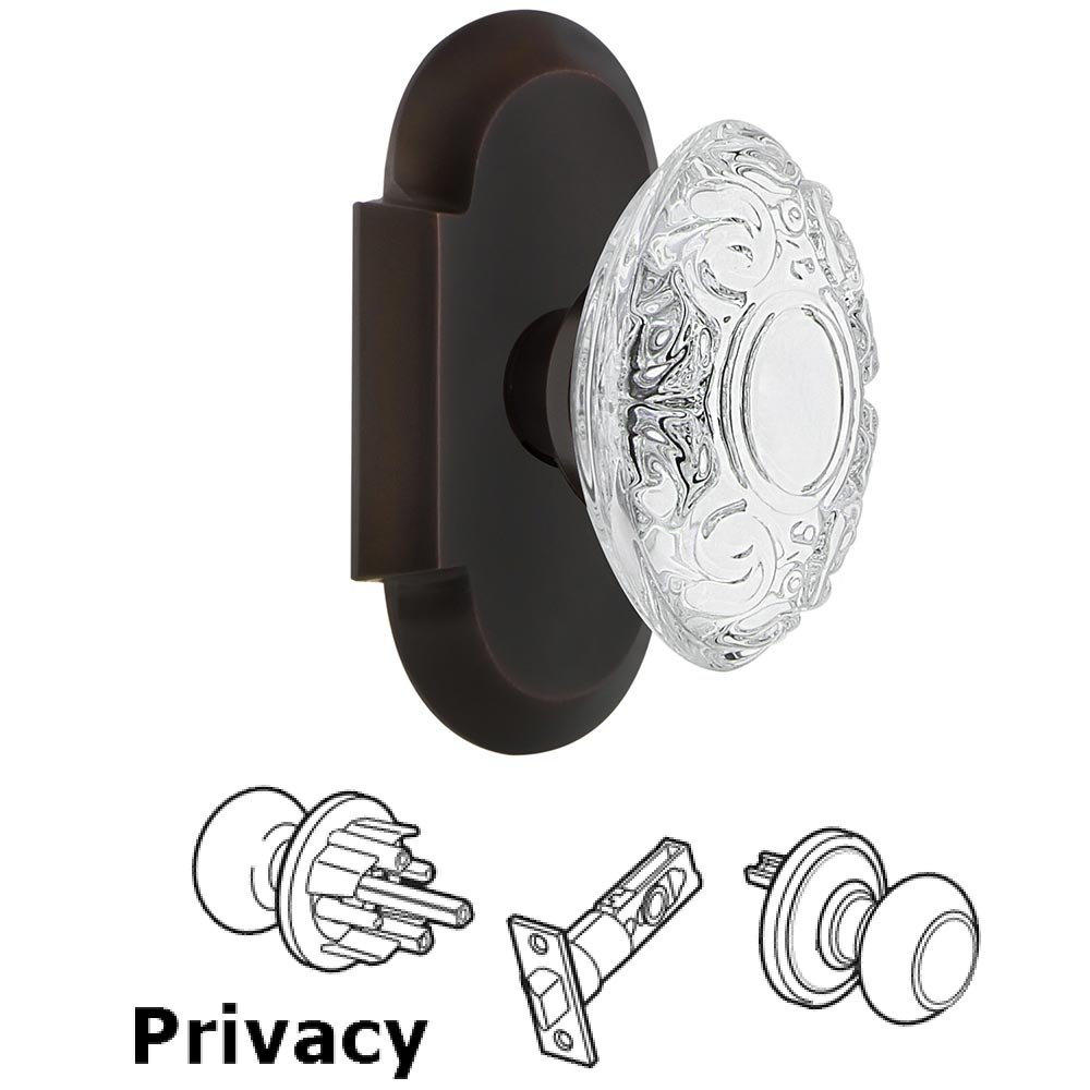 Privacy - Cottage Plate With Crystal Victorian Knob in Timeless Bronze