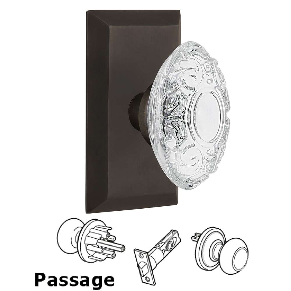 Passage - Studio Plate With Crystal Victorian Knob in Oil-Rubbed Bronze