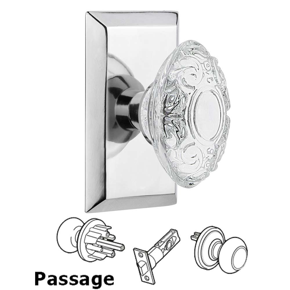 Passage - Studio Plate With Crystal Victorian Knob in Bright Chrome