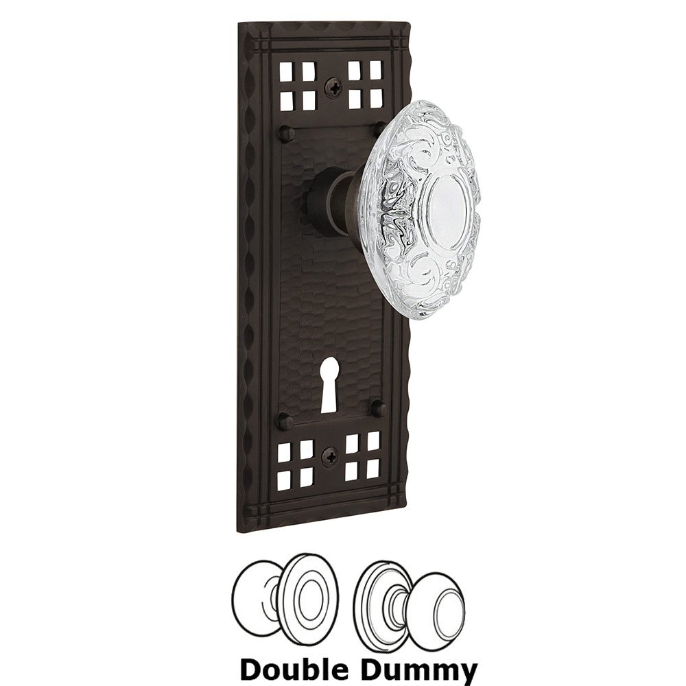 Double Dummy - Craftsman Plate With Keyhole and Crystal Victorian Knob in Oil-Rubbed Bronze