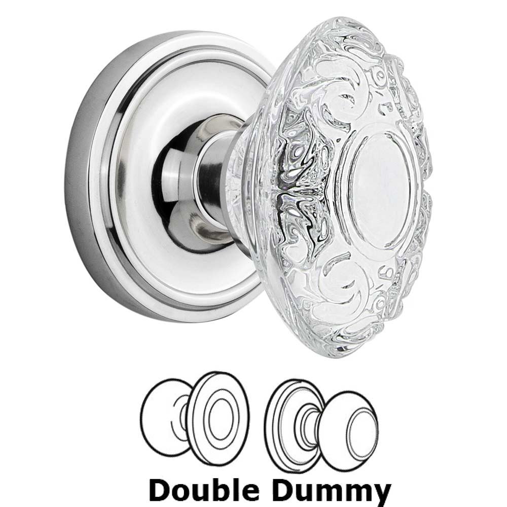 Double Dummy Classic Rosette With Crystal Victorian Knob in Bright Chrome