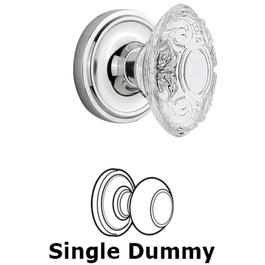 Single Dummy Classic Rosette With Crystal Victorian Knob in Bright Chrome