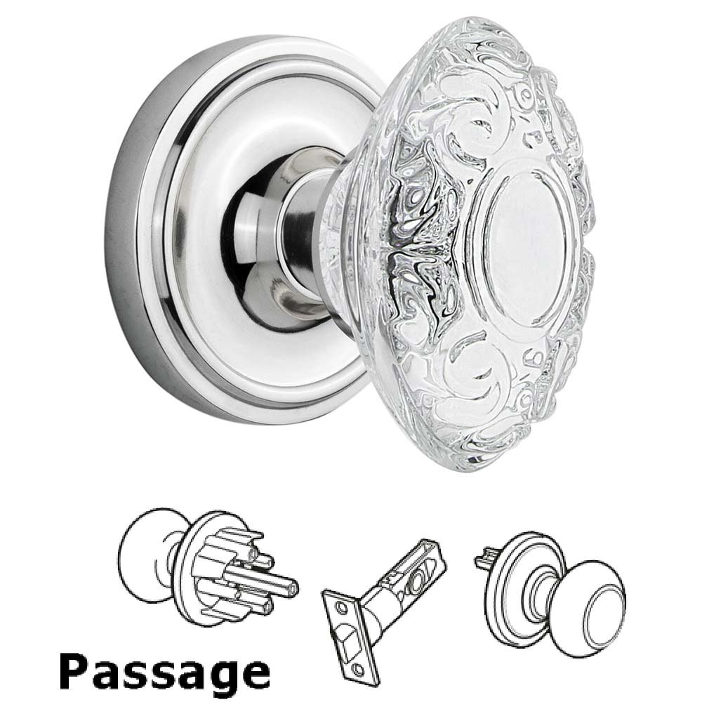 Passage - Classic Rosette With Crystal Victorian Knob in Bright Chrome