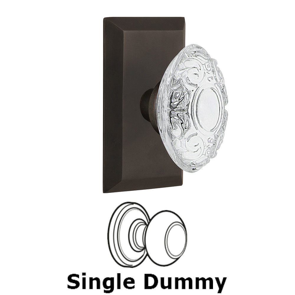 Single Dummy - Studio Plate With Crystal Victorian Knob in Oil-Rubbed Bronze