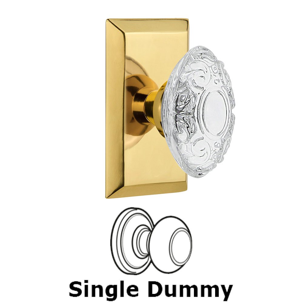 Single Dummy - Studio Plate With Crystal Victorian Knob in Polished Brass