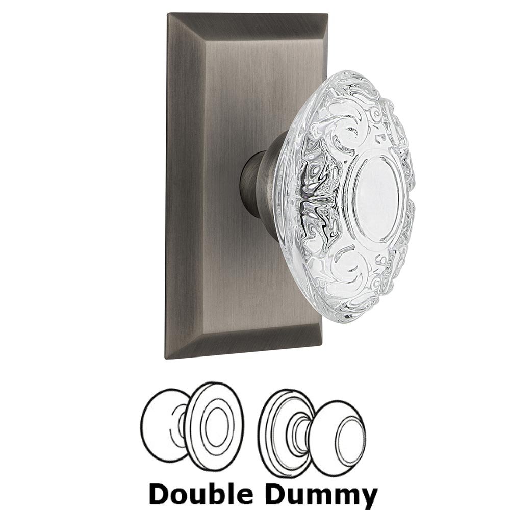 Double Dummy - Studio Plate With Crystal Victorian Knob in Antique Pewter