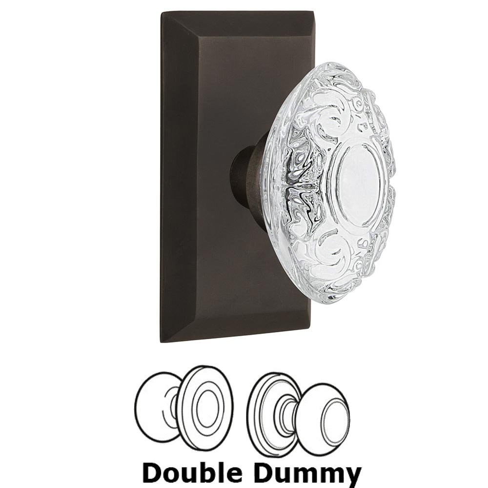Double Dummy - Studio Plate With Crystal Victorian Knob in Oil-Rubbed Bronze