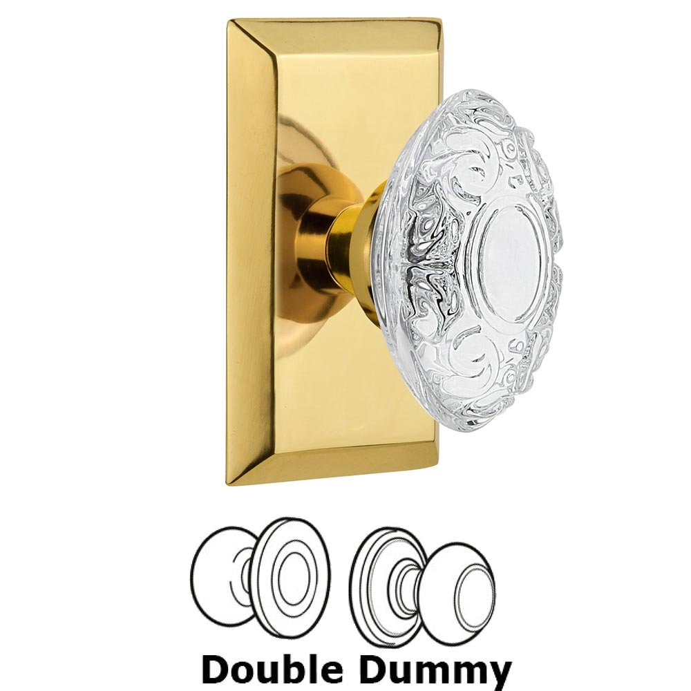 Double Dummy - Studio Plate With Crystal Victorian Knob in Polished Brass