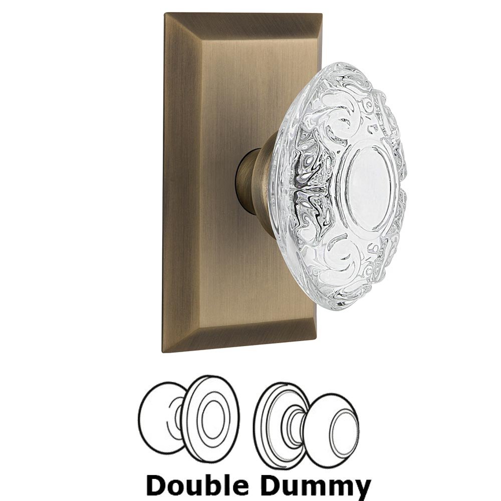 Double Dummy - Studio Plate With Crystal Victorian Knob in Antique Brass