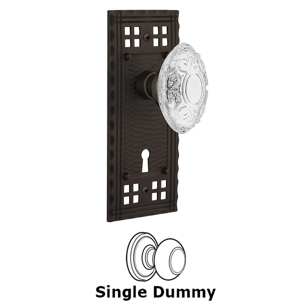 Single Dummy - Craftsman Plate With Keyhole and Crystal Victorian Knob in Oil-Rubbed Bronze