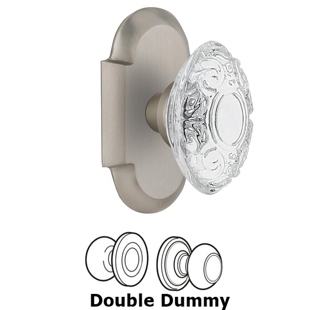 Double Dummy - Cottage Plate With Crystal Victorian Knob in Satin Nickel