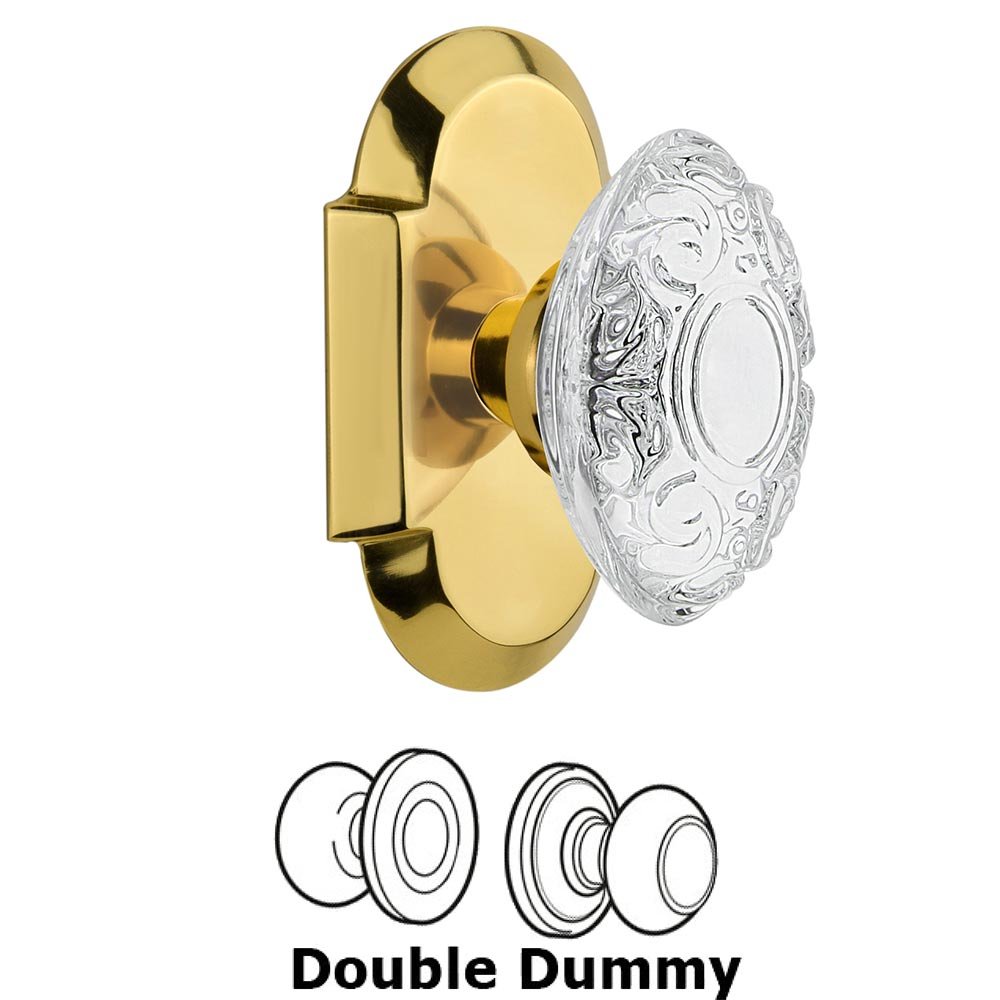 Double Dummy - Cottage Plate With Crystal Victorian Knob in Polished Brass