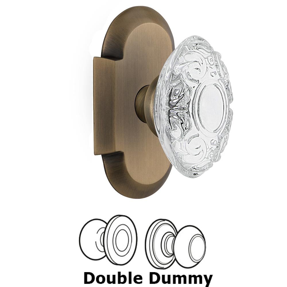 Double Dummy - Cottage Plate With Crystal Victorian Knob in Antique Brass