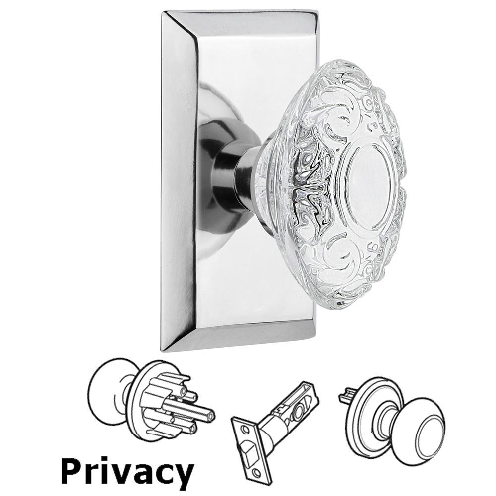 Privacy - Studio Plate With Crystal Victorian Knob in Bright Chrome