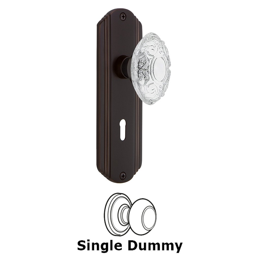 Single Dummy - Deco Plate With Keyhole and Crystal Victorian Knob in Timeless Bronze