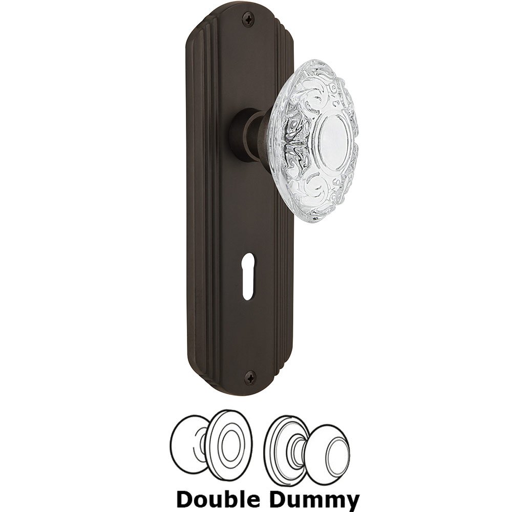 Double Dummy - Deco Plate With Keyhole and Crystal Victorian Knob in Oil-Rubbed Bronze
