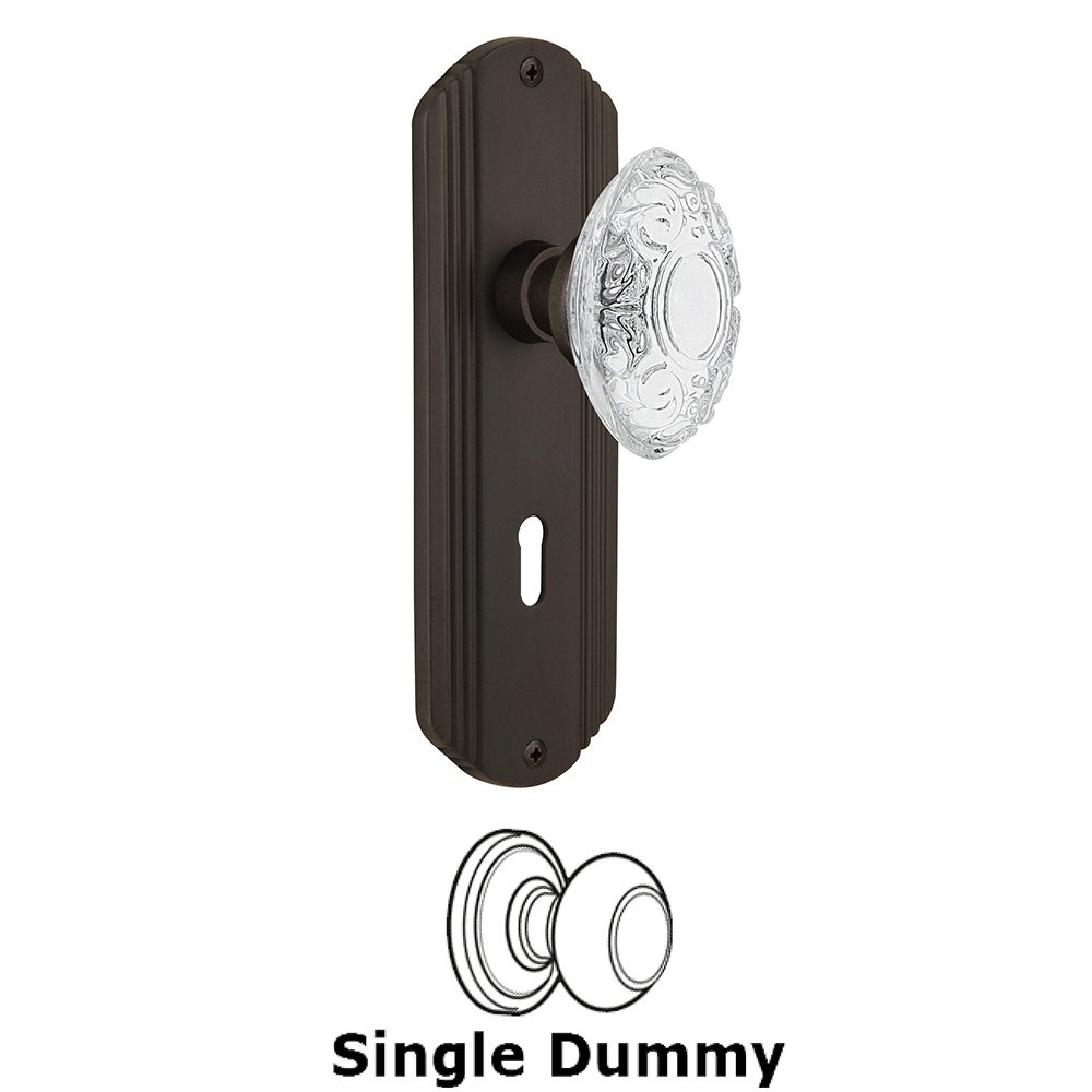 Single Dummy - Deco Plate With Keyhole and Crystal Victorian Knob in Oil-Rubbed Bronze