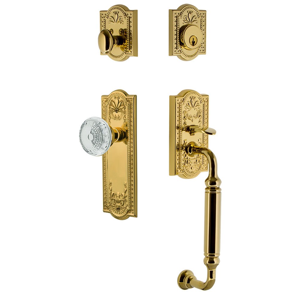 Meadows Plate With C Grip And Crystal Meadows Knob in Lifetime Brass