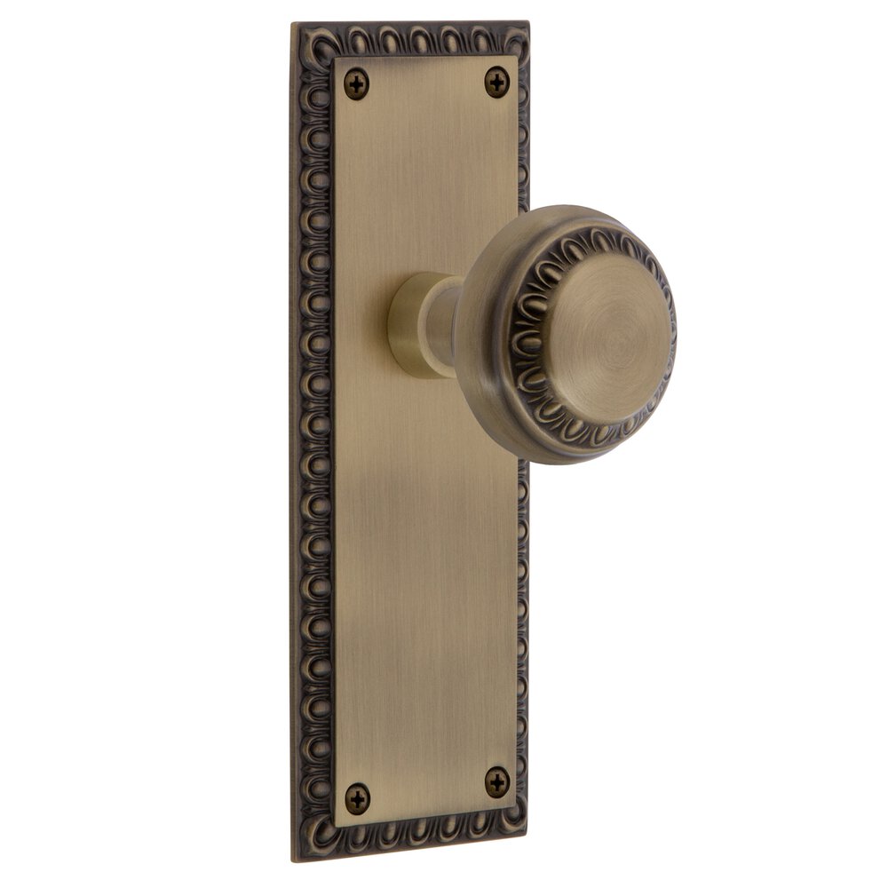 Privacy Neoclassical Plate with Neoclassical Knob in Antique Brass