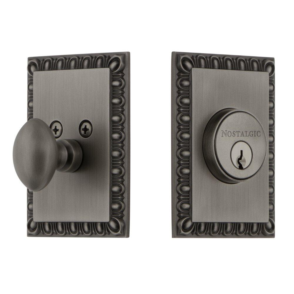 Neoclassical Single Cylinder Deadbolt in Antique Pewter