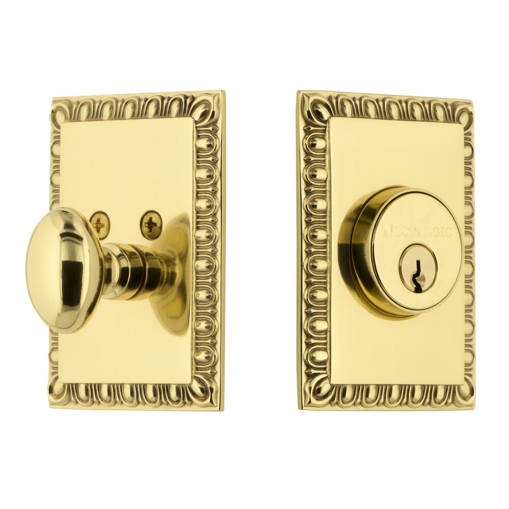 Neoclassical Single Cylinder Deadbolt in Unlacquered Brass