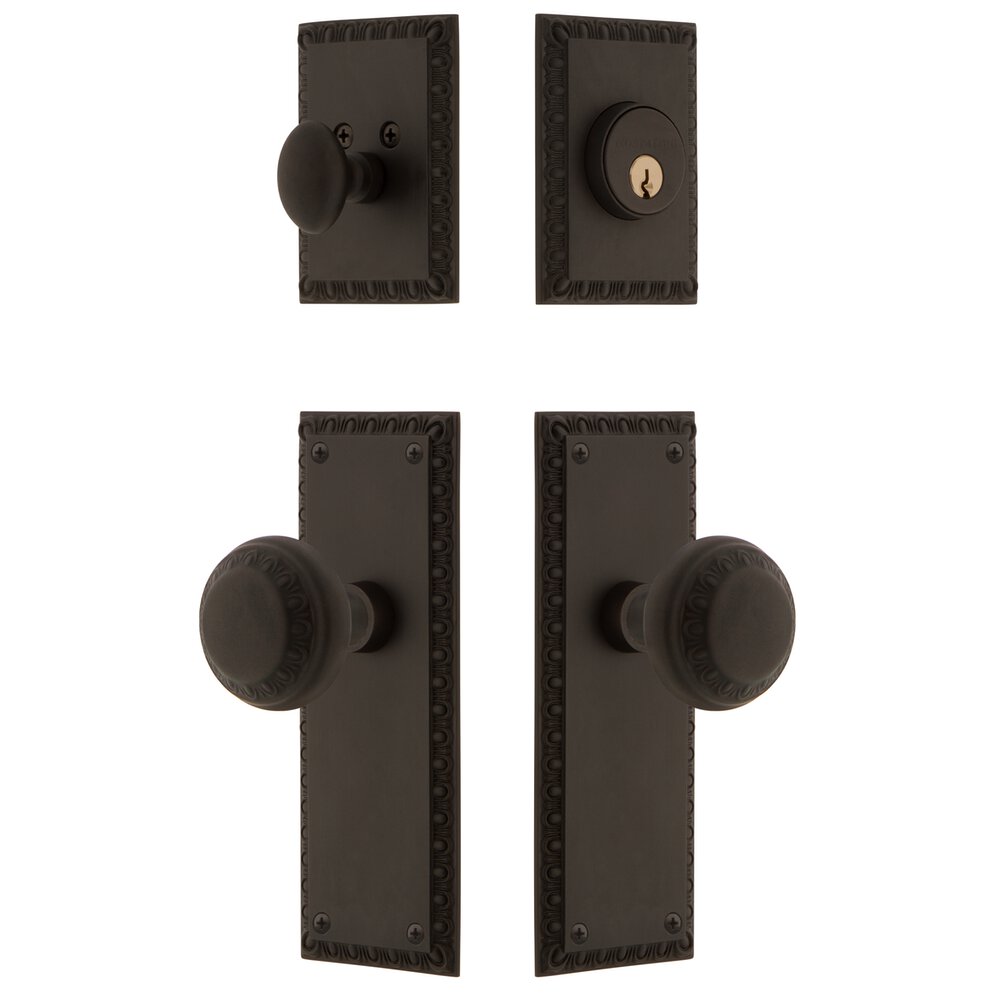 Neoclassical Plate Entry Set with Neoclassical Knob in Oil-Rubbed Bronze