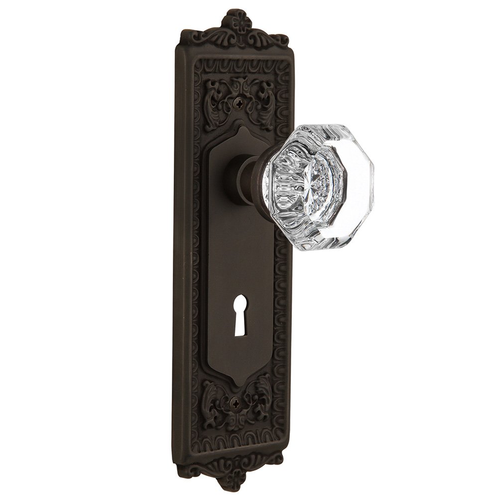 Privacy Egg & Dart Plate with Keyhole and Waldorf Door Knob in Oil-Rubbed Bronze