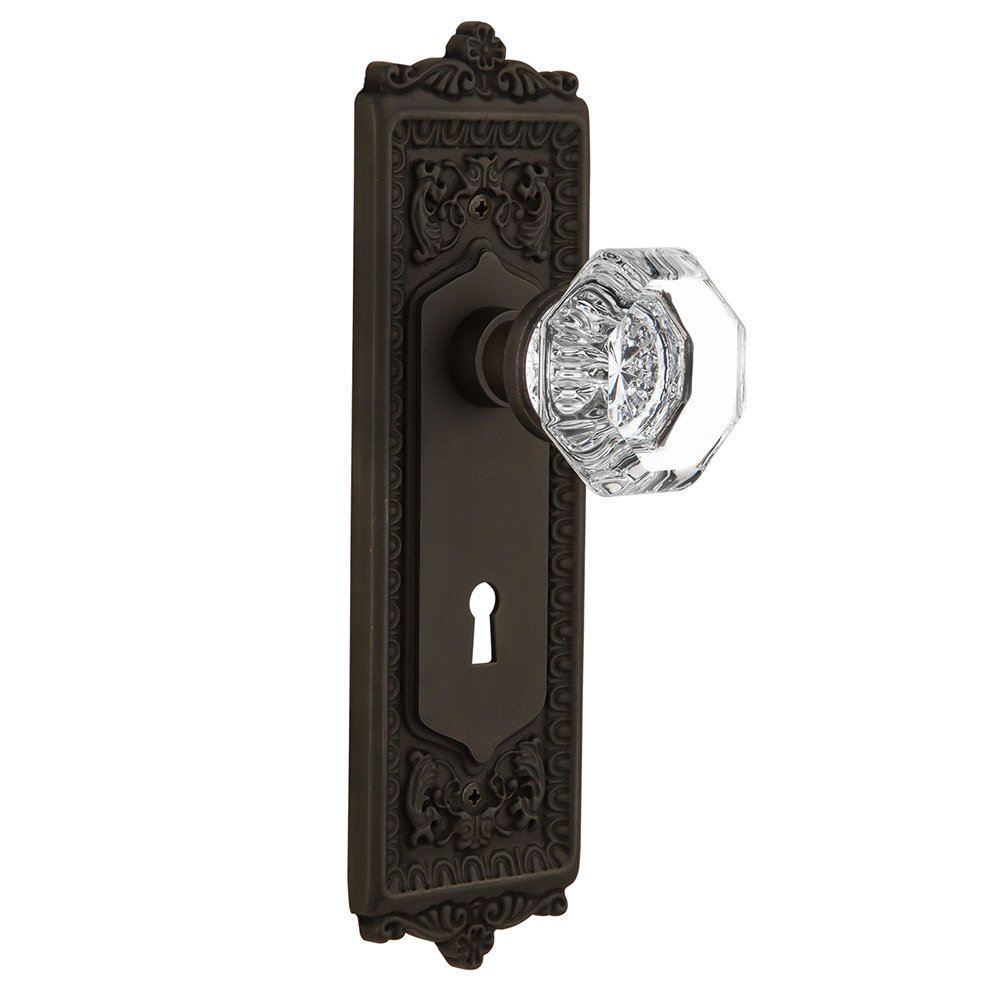 Passage Egg & Dart Plate with Keyhole and Waldorf Door Knob in Oil-Rubbed Bronze