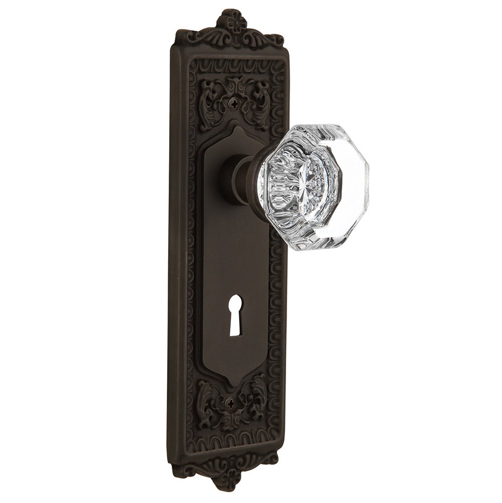 Double Dummy Egg & Dart Plate with Keyhole and Waldorf Door Knob in Oil-Rubbed Bronze