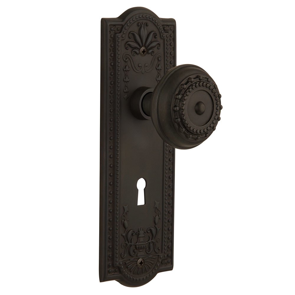 Double Dummy Meadows Plate with Keyhole and Meadows Door Knob in Oil-Rubbed Bronze