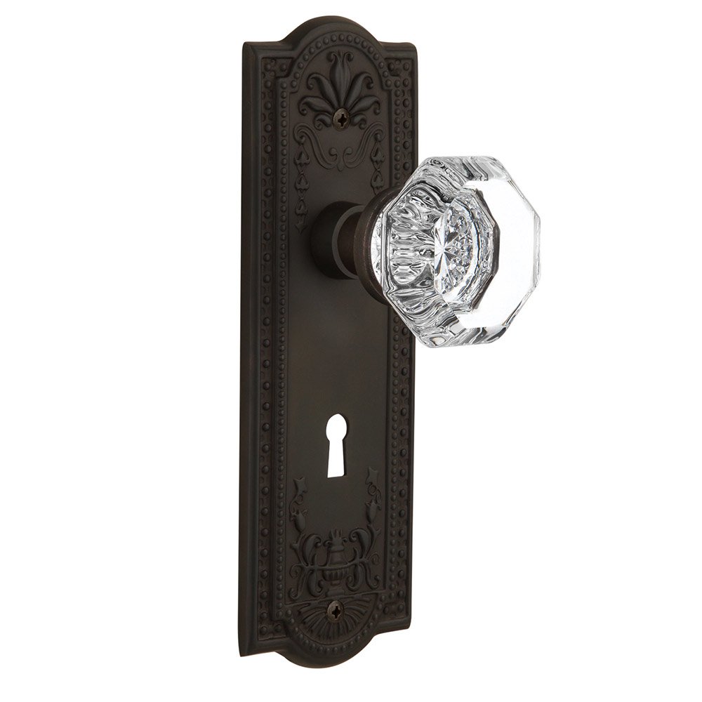 Privacy Meadows Plate with Keyhole and Waldorf Door Knob in Oil-Rubbed Bronze