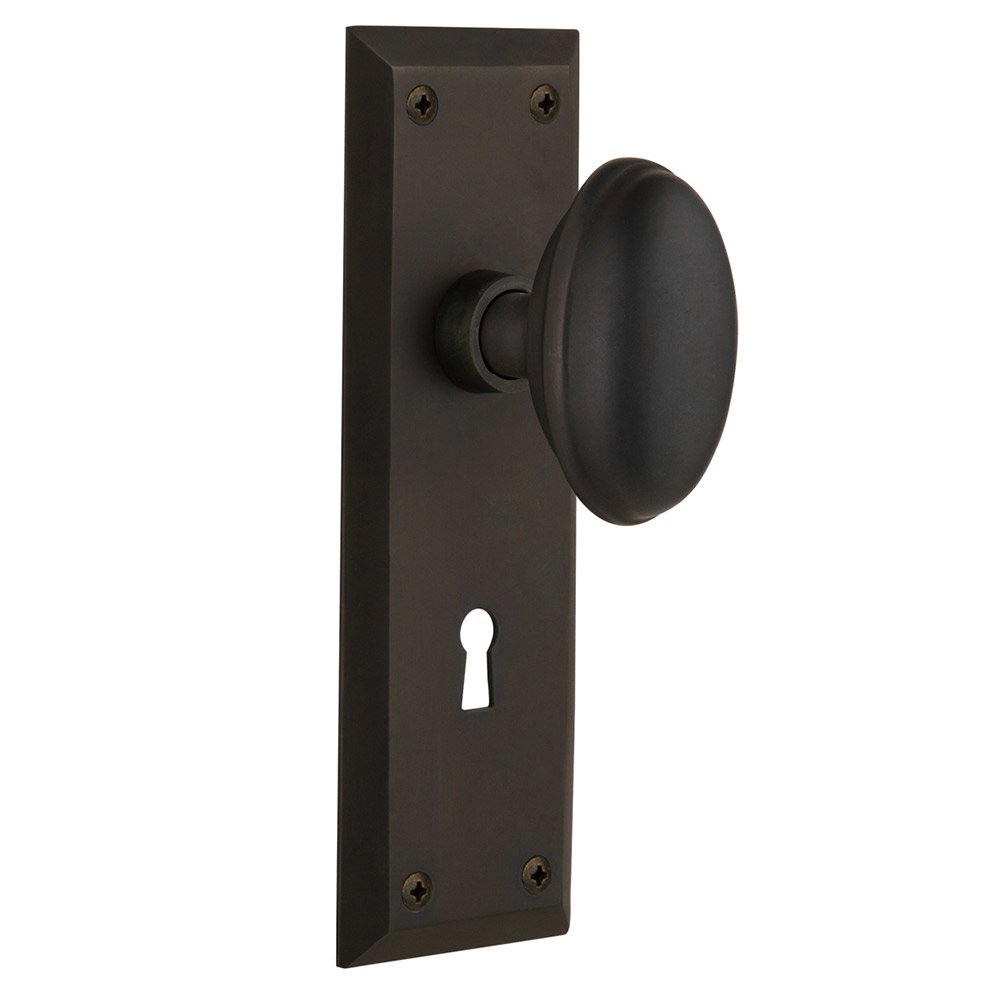 Double Dummy New York Plate with Keyhole and Homestead Door Knob in Oil-Rubbed Bronze