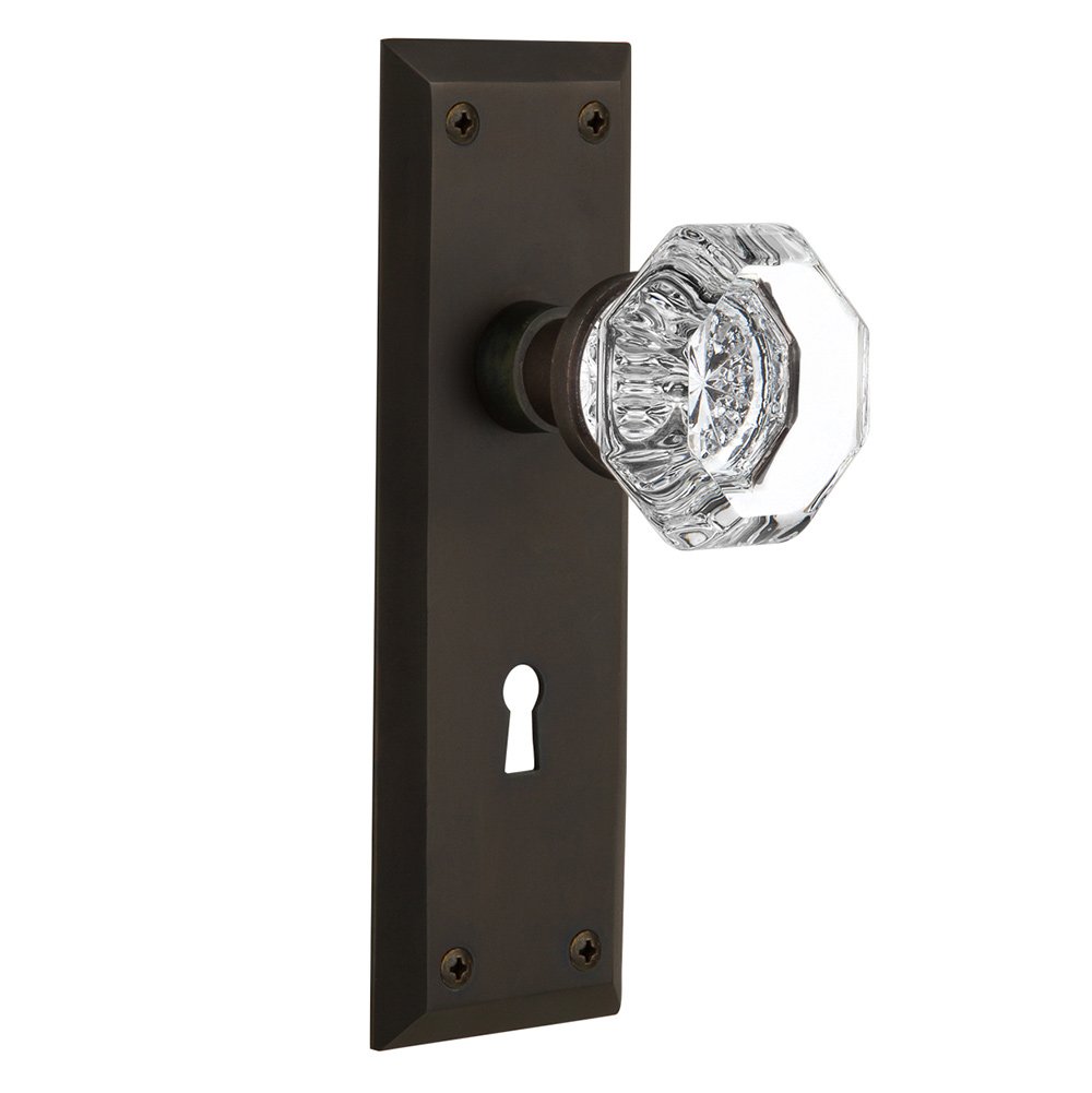 Passage New York Plate with Keyhole and Waldorf Door Knob in Oil-Rubbed Bronze