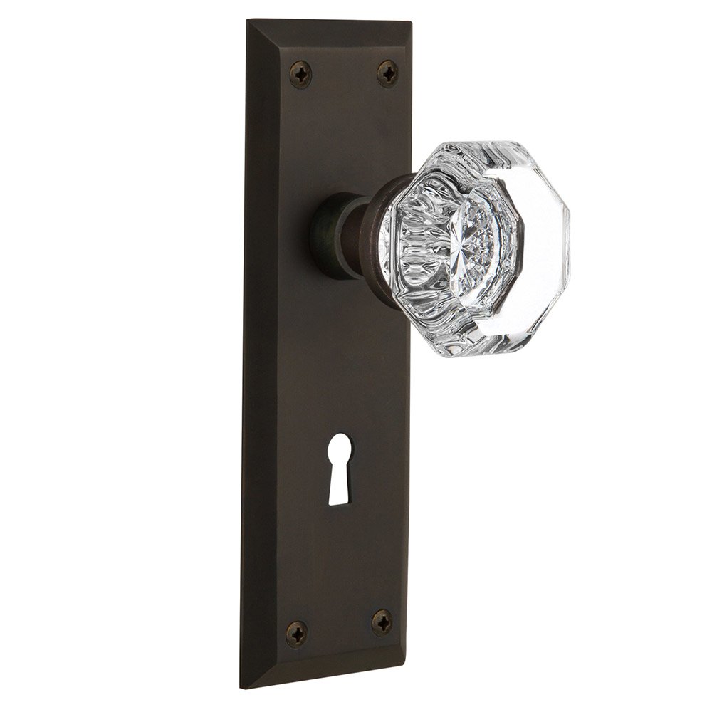 Double Dummy New York Plate with Keyhole and Waldorf Door Knob in Oil-Rubbed Bronze