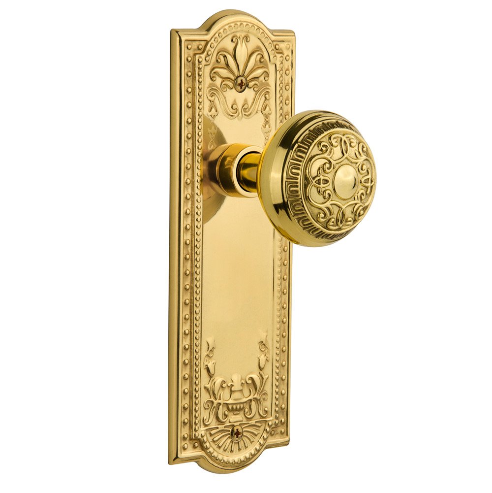 Passage Meadows Plate with Egg & Dart Door Knob in Polished Brass