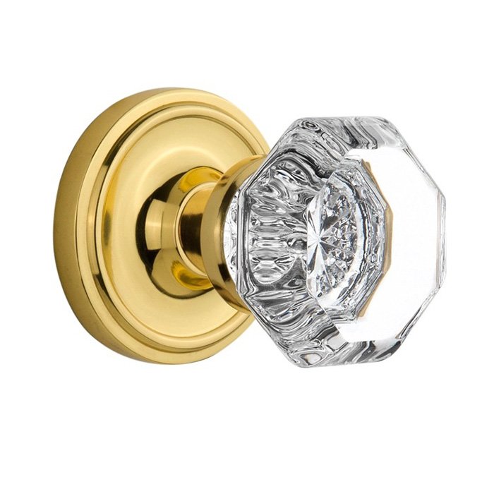 Double Dummy Classic Rosette with Waldorf Door Knob in Polished Brass
