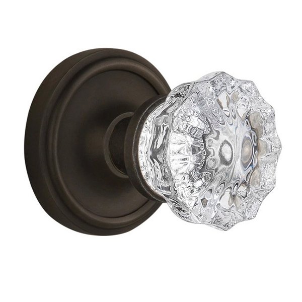 Interior Mortise Classic Rosette with Crystal Glass Door Knob in Oil-Rubbed Bronze