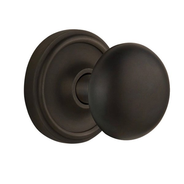Interior Mortise Classic Rosette with New York Door Knob in Oil-Rubbed Bronze