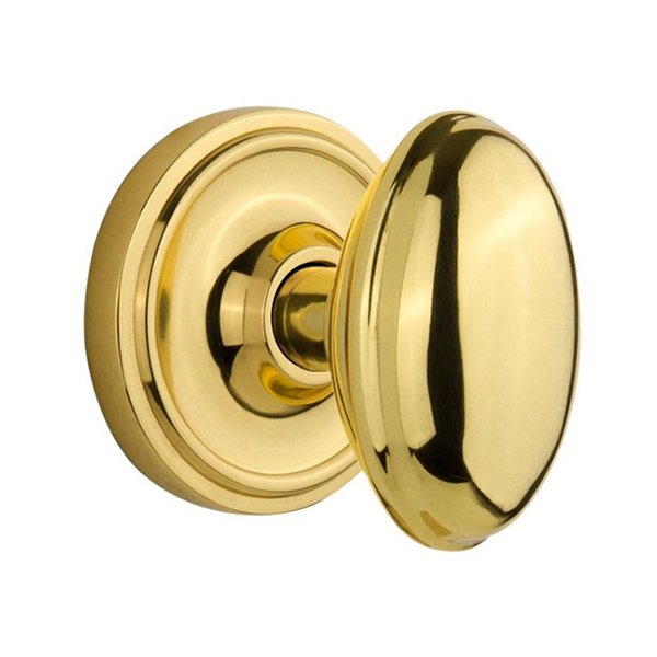 Interior Mortise Classic Rosette with Homestead Door Knob in Polished Brass