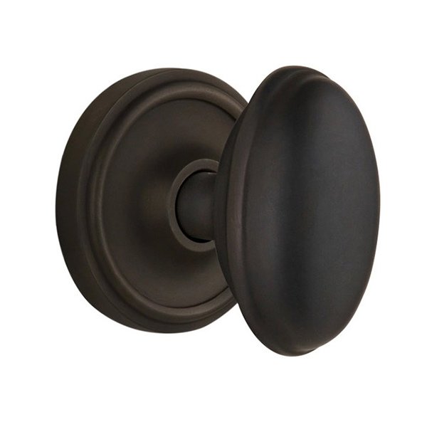 Interior Mortise Classic Rosette with Homestead Door Knob in Oil-Rubbed Bronze