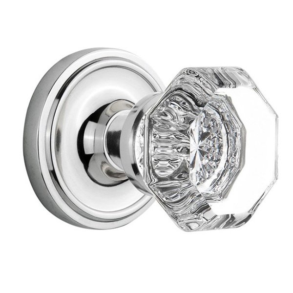 Interior Mortise Classic Rosette with Waldorf Door Knob in Bright Chrome
