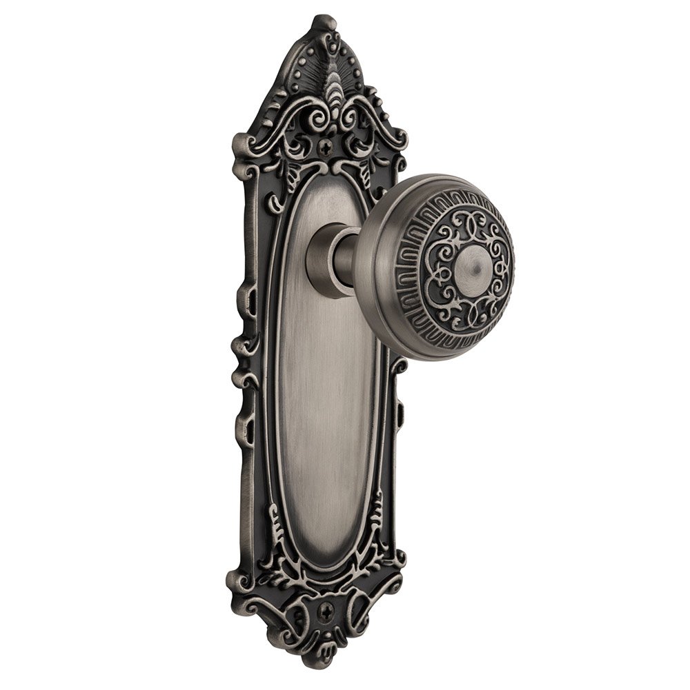 Passage Victorian Plate with Egg & Dart Door Knob in Antique Pewter