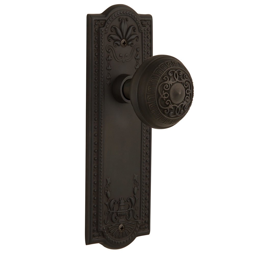Single Dummy Meadows Plate with Egg & Dart Door Knob in Oil-Rubbed Bronze