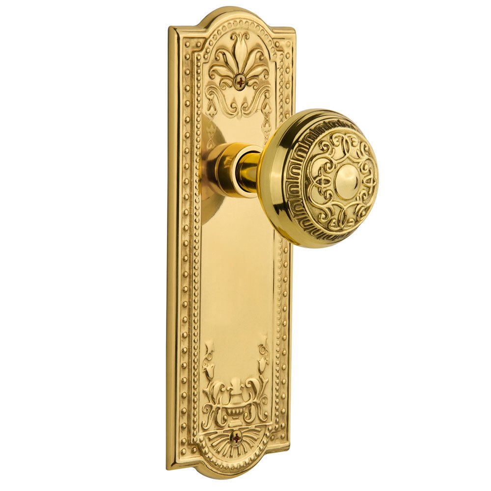 Single Dummy Meadows Plate with Egg & Dart Door Knob in Polished Brass