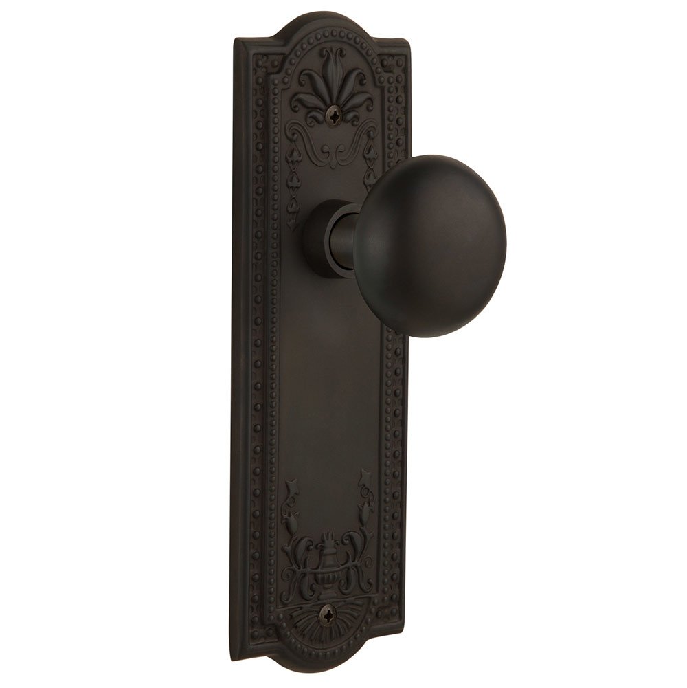 Single Dummy Meadows Plate with New York Door Knob in Oil-Rubbed Bronze