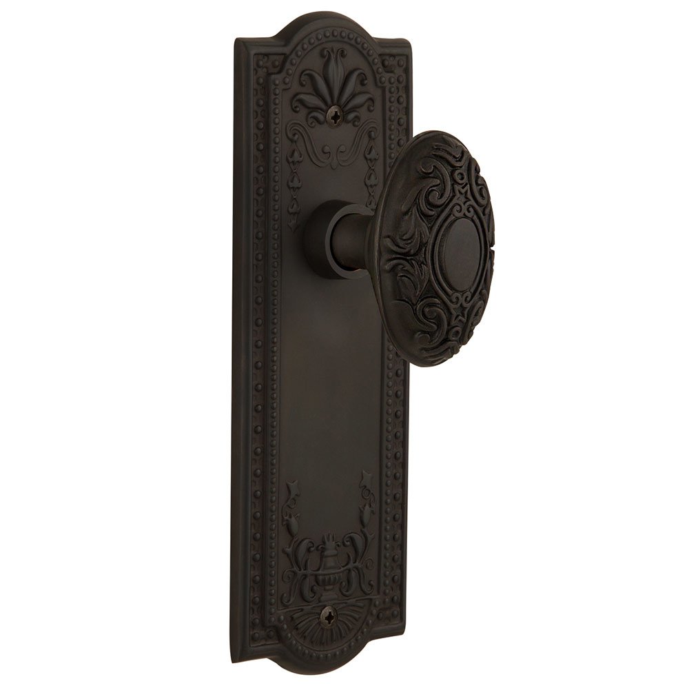Single Dummy Meadows Plate with Victorian Door Knob in Oil-Rubbed Bronze