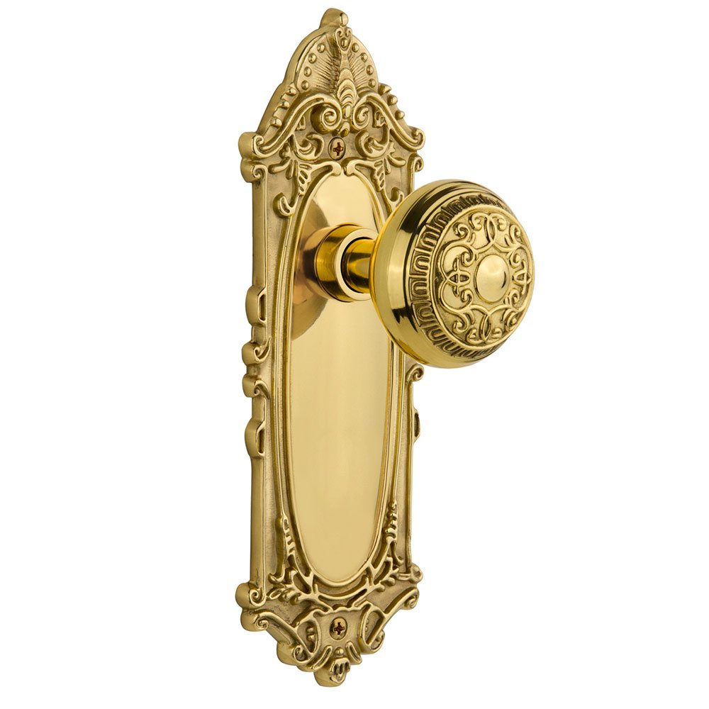 Single Dummy Victorian Plate with Egg & Dart Door Knob in Polished Brass