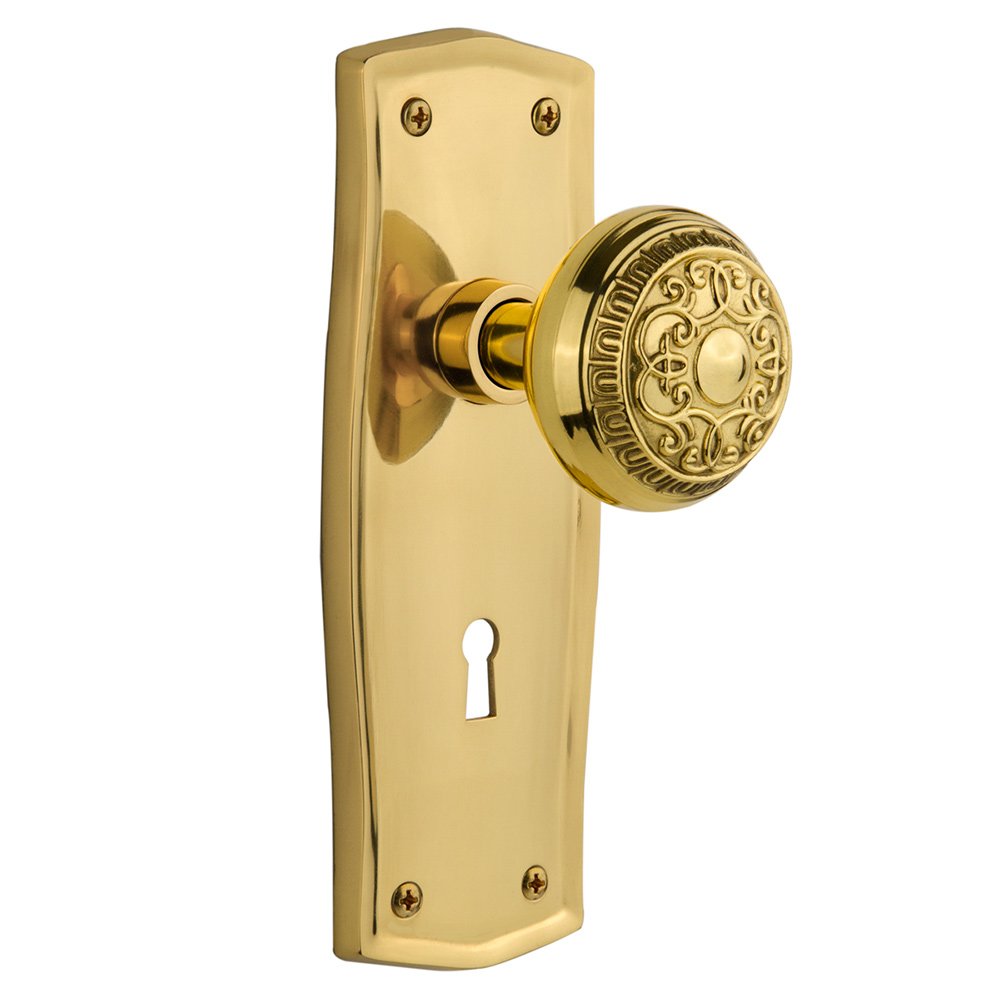 Privacy Prairie Plate with Keyhole and Egg & Dart Door Knob in Unlacquered Brass