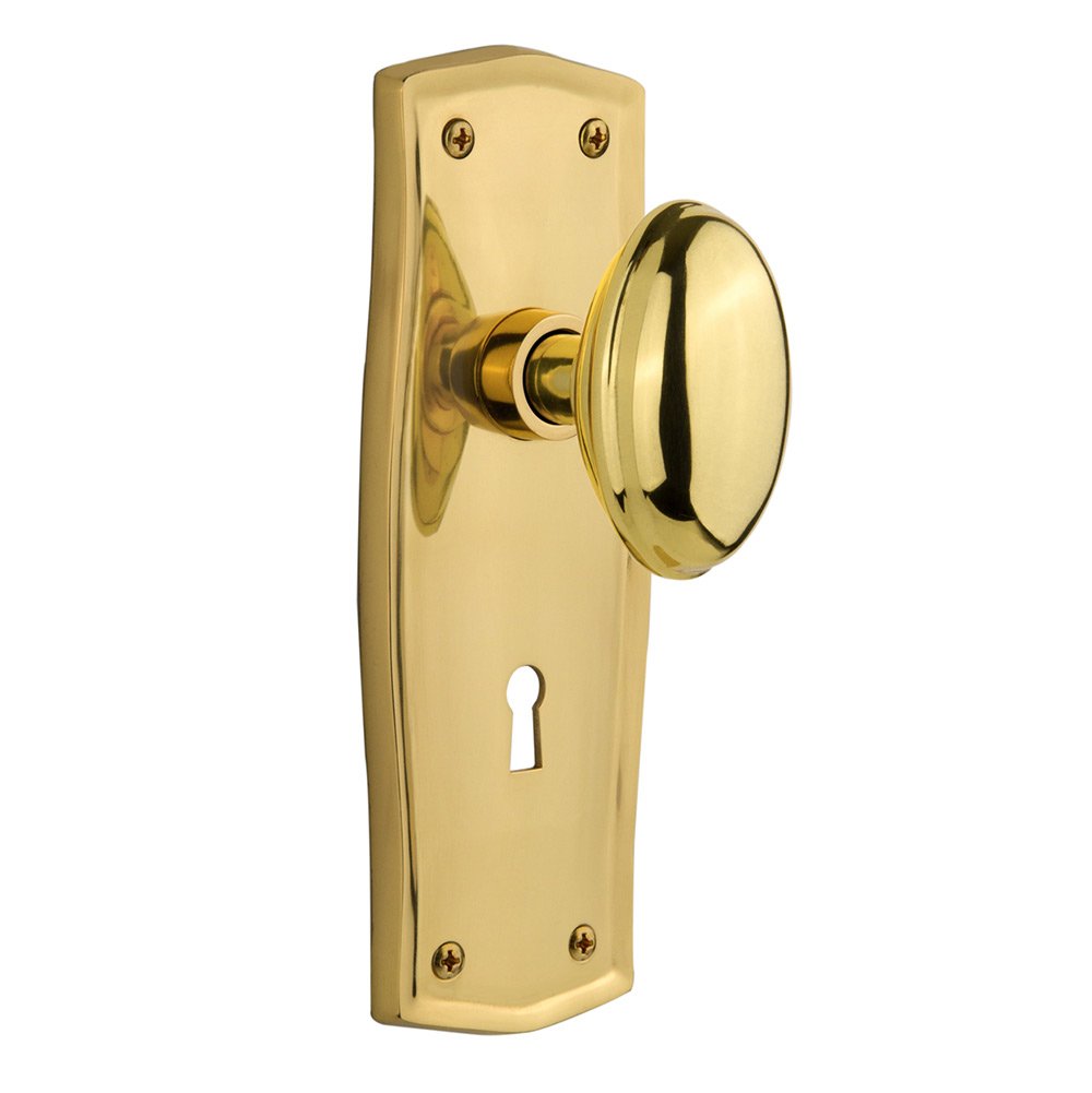 Passage Prairie Plate with Keyhole and Homestead Door Knob in Unlacquered Brass