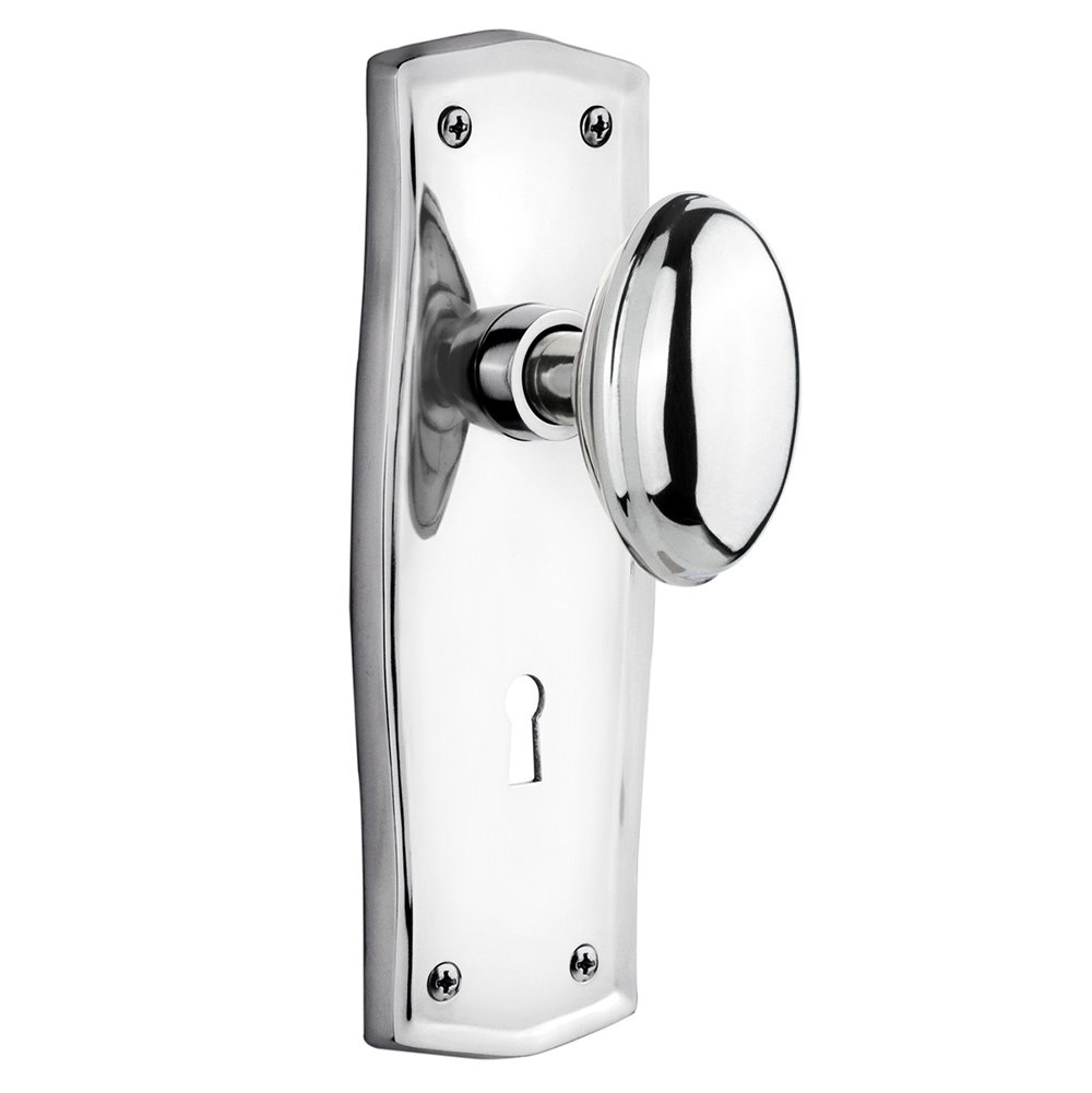 Privacy Prairie Plate with Keyhole and Homestead Door Knob in Bright Chrome
